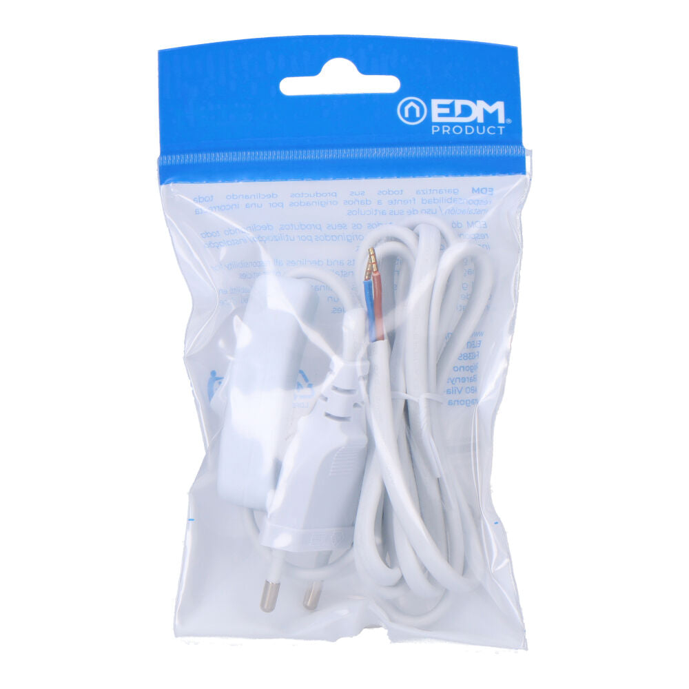 Connexió amb interruptor de 3 A, 1,5 m, cable pla blanc de 2 × 0,75 mm, EDM