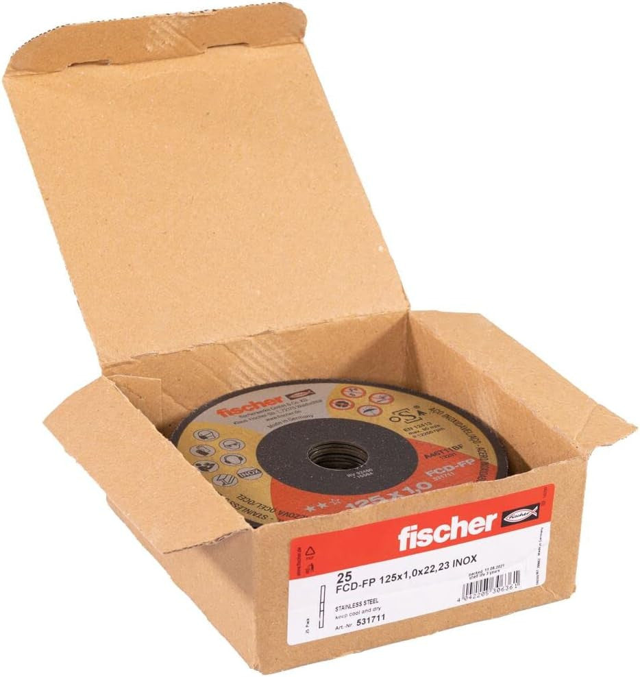 Caixa de 25 unitats de disc de tall FCD-FP 125x1x22,23 Plus Fischer