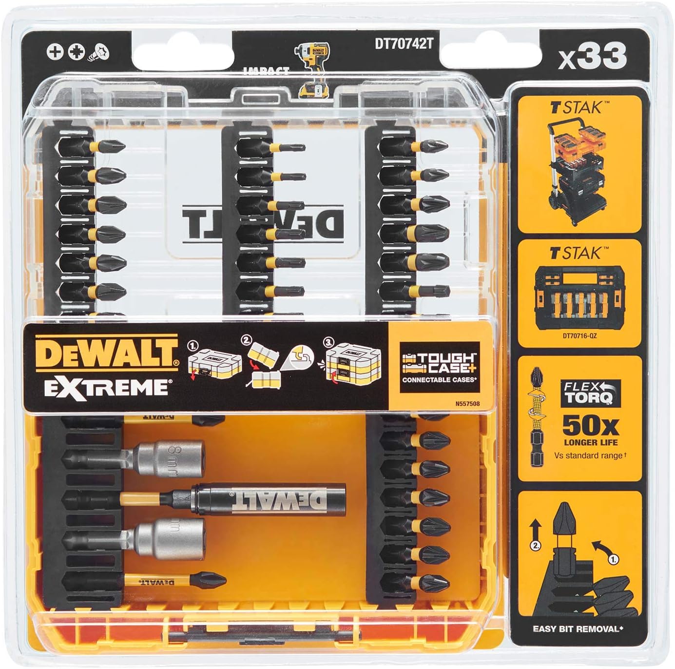 Joc de 33 peces per cargolar Dewalt DT70742T
