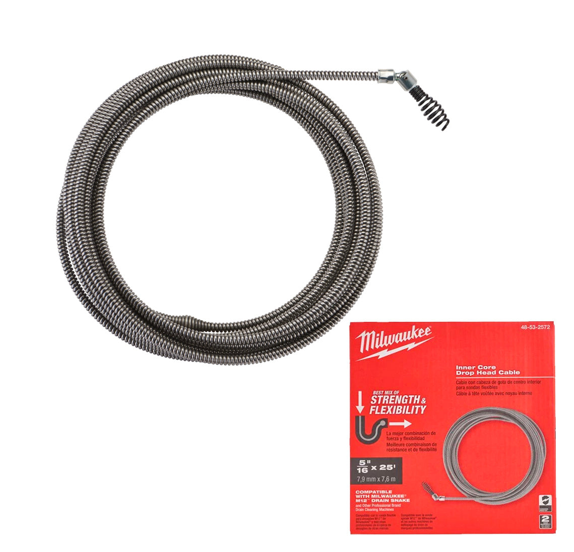 Espiral de 8mm x 7.6m amb capçal tipus barrina i pivotant Milwaukee