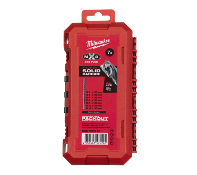Set de 7 broques SDS-Plus de 4 talls MX4 NG Milwaukee