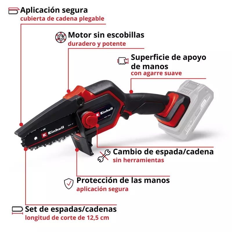 Motoserra de poda amb bateria GE-PS 18/15 Li BL-Solo amb bateria i carregador Einhell