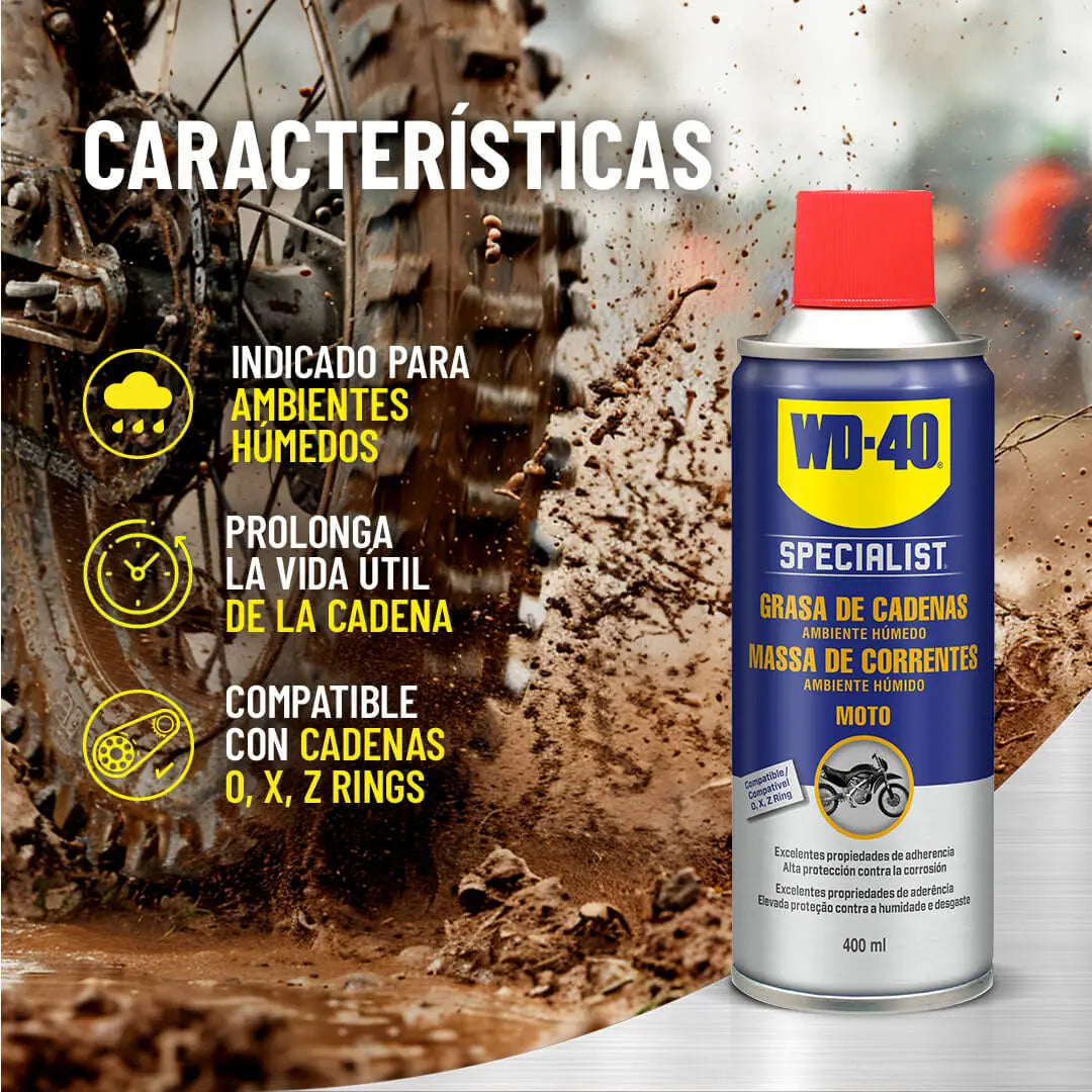 Greix per a cadenes per a ambients humits 400 ml MOTO WD-40