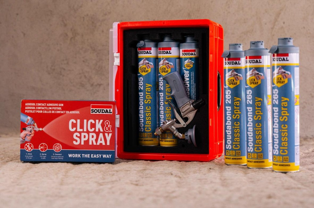 Kit de 5 pots d’adhesiu Soudabond 265 + pistola + netejador Sistema Click&Spray Soudal