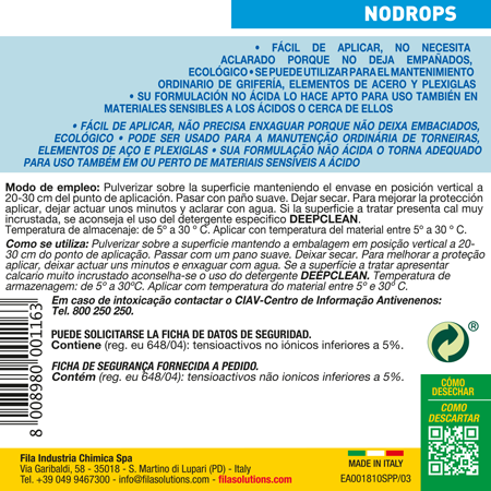Esprai detergent protector antigotes, 750 ml Fila NODROPS
