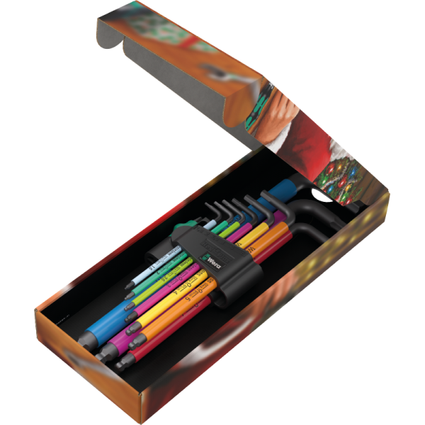 Joc de claus Allen mètriques 950/9 Hex-Plus Multicolour Wera - Edició de Nadal