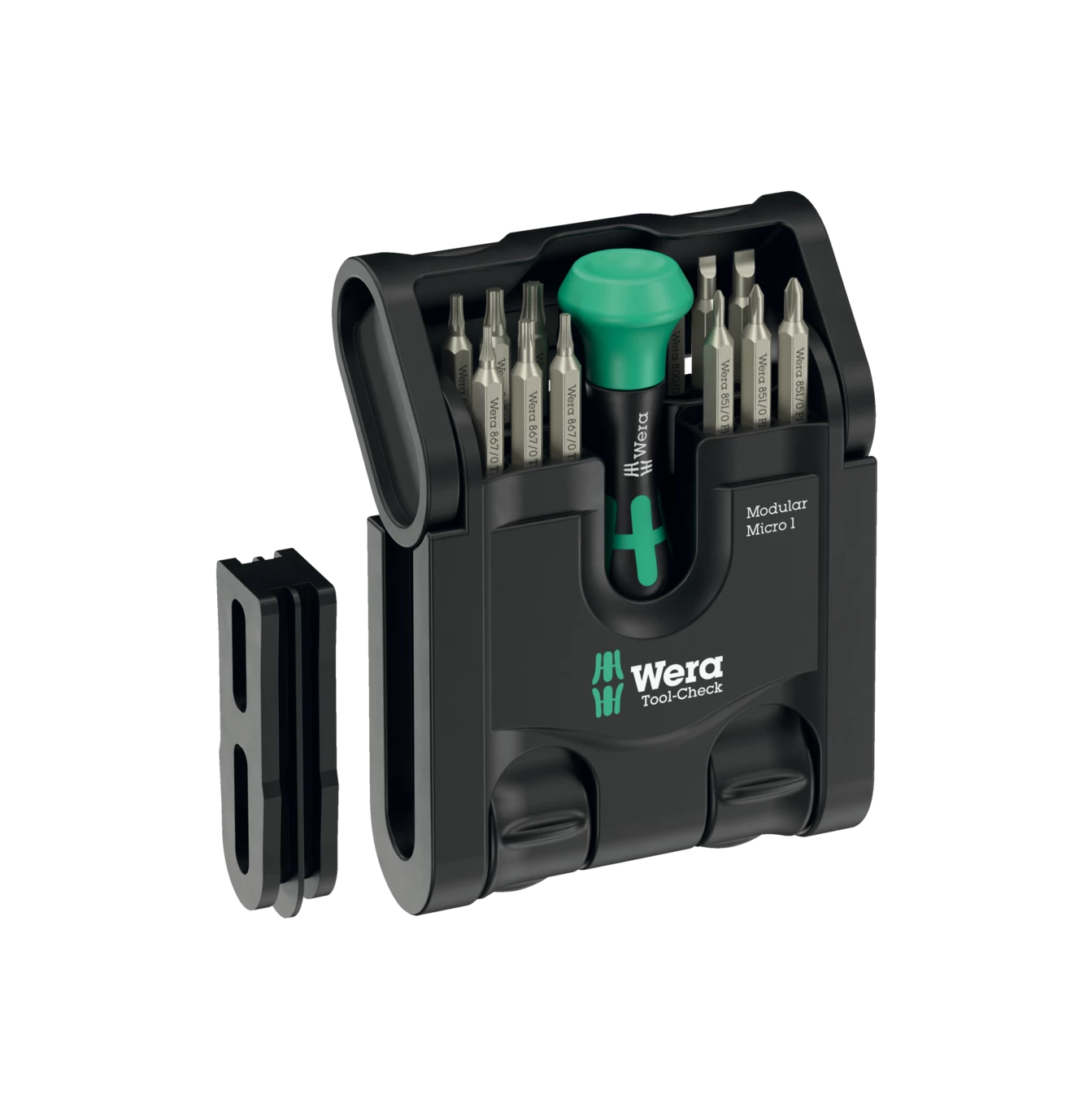 Tool-Check Modular Micro 1 Set compacte de 21 peces amb portapuntes Kraftform Wera 049002