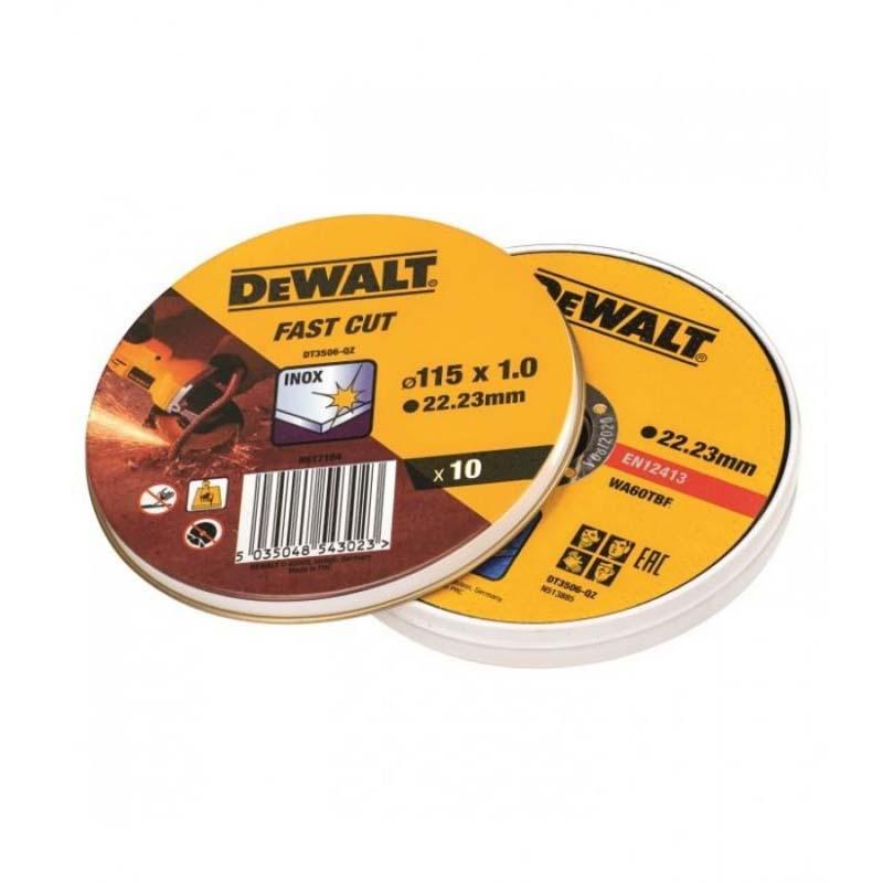 Llauna amb 10 discos de tall d’alt rendiment per a acer inoxidable 115x1 DT3506 Dewalt
