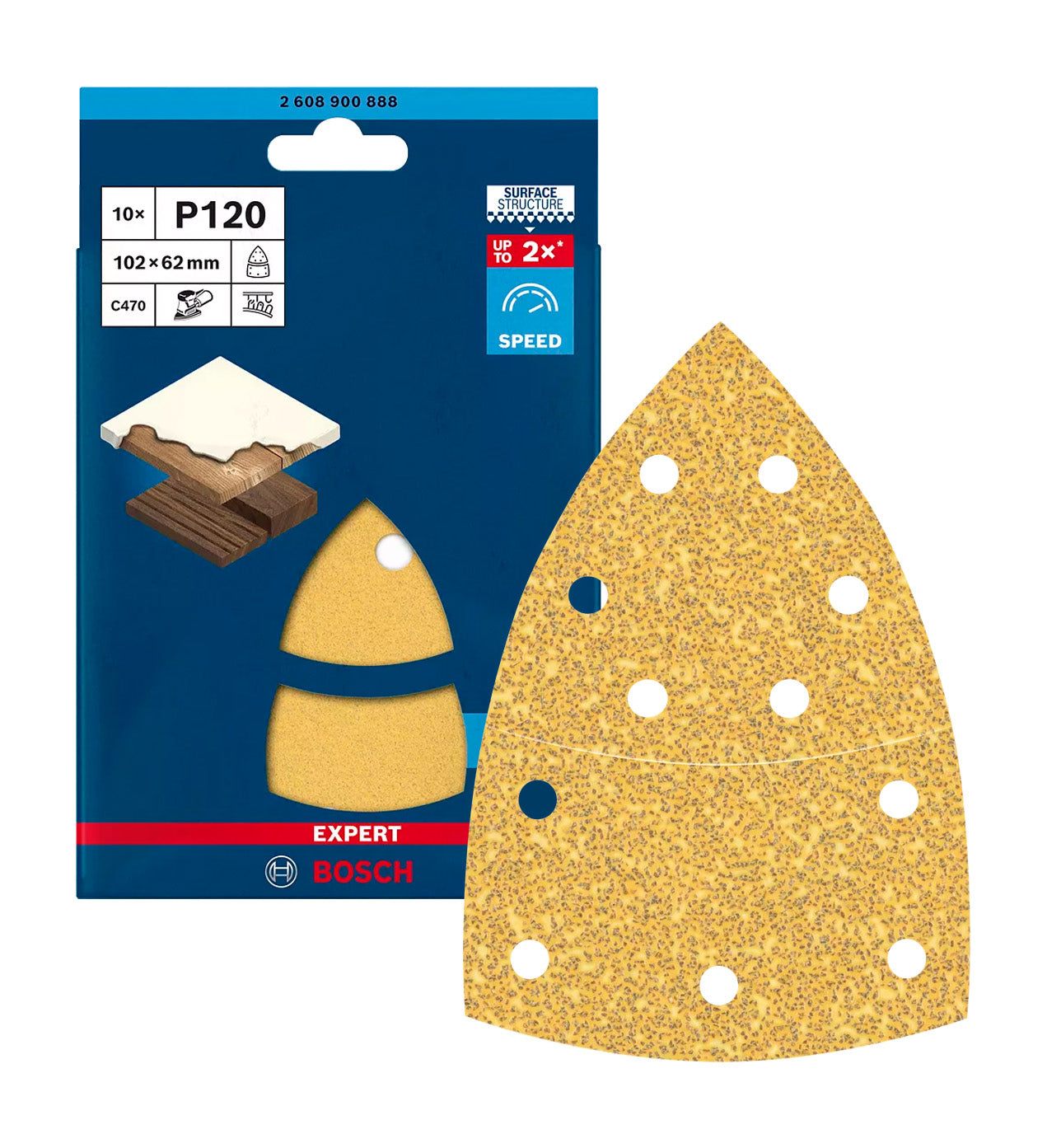 Paper de vidre per a multipolidora 102x62,93mm Expert C470 10uds Bosch