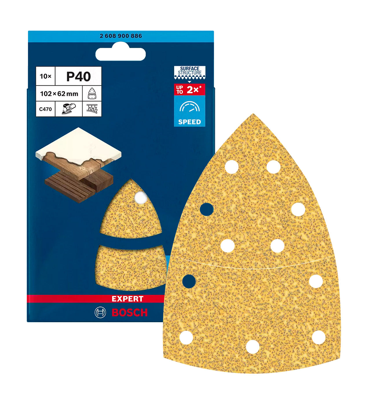 Paper de vidre per a multipolidora 102x62,93mm Expert C470 10uds Bosch