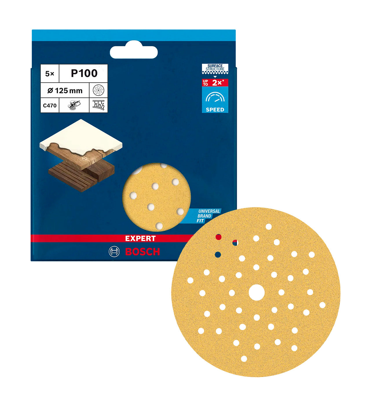 Full de paper de vidre Expert C470 125mm multiperforat per a polidores excèntriques 5uds Bosch