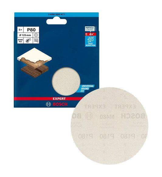 Malla de vidre EXPERT M480 de 125mm 80g per a polidores orbitals 5uds Bosch
