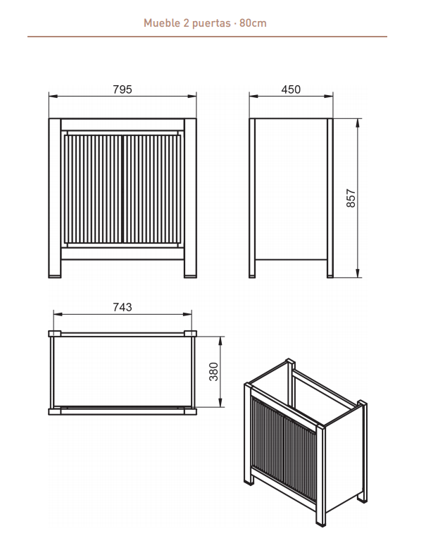 Mobles de bany VEGA + taulell 80 COLORS + lavabo 40 Colors Avio VisoBath