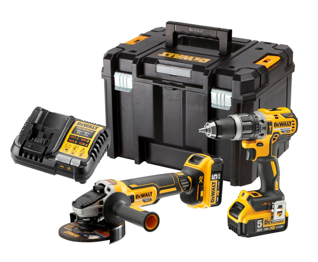 Kit 18V trepant percutor + radial + 2 bateries de 5,0Ah + maletí Dewalt DCK2080P2T
