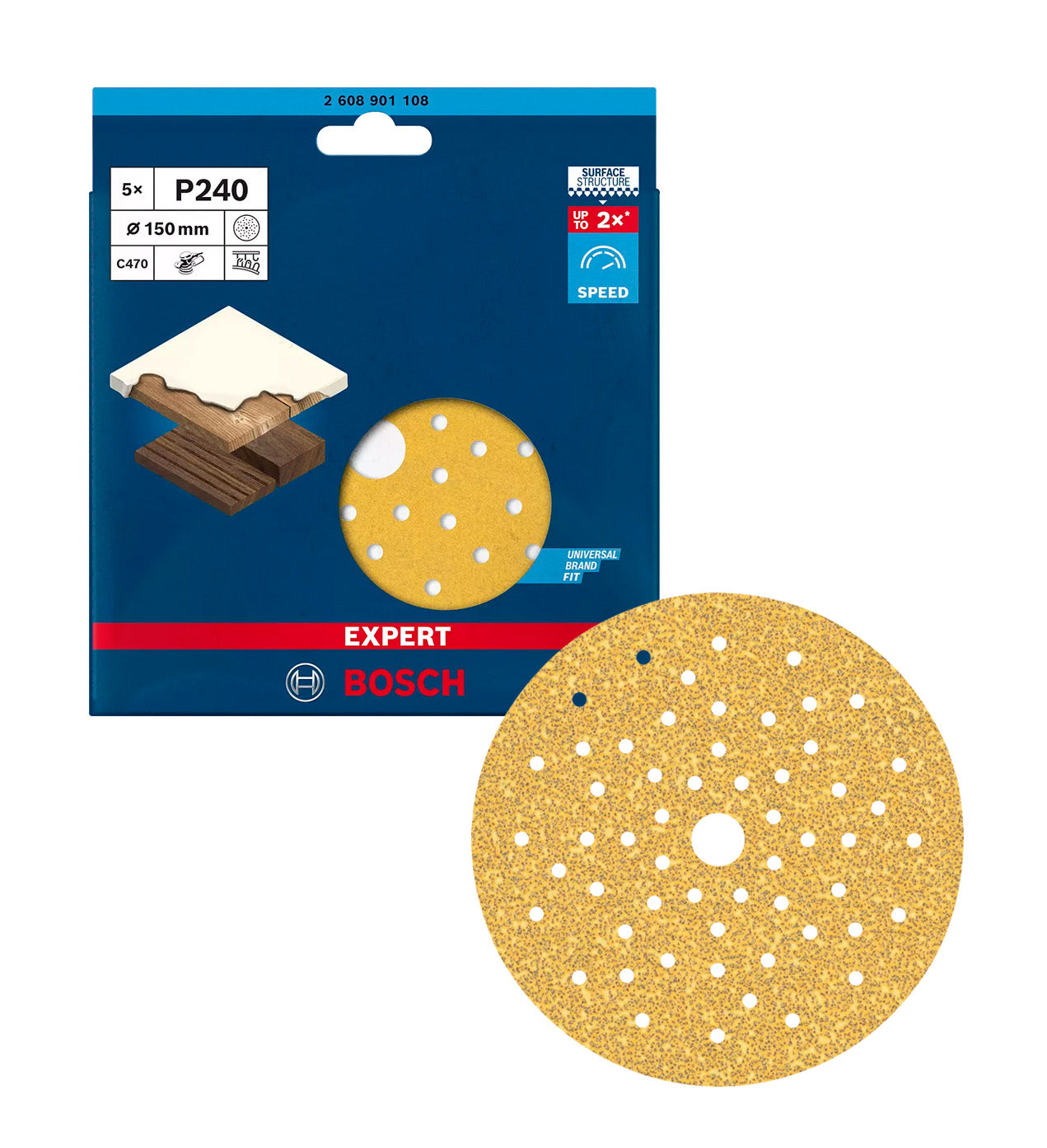 Fulla de vidre Expert C470 150mm per a polidores orbitals 5uds Bosch