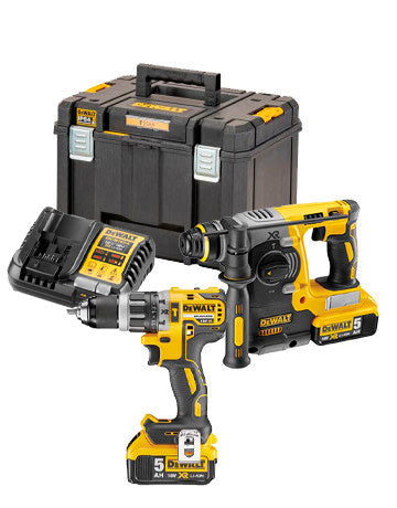 Kit d’eines Dewalt DCK207P2TB: trepant + martell + 2 bateries + maletí