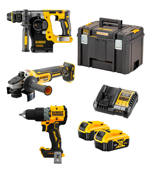Kit de 3 eines XR 18V + 2 bateries de 5Ah + carregador + caixa TSTAK Dewalt DCK355P2T