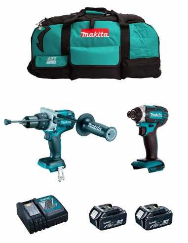 Kit Makita trepant percutor DHP486 + tornavís d’impacte DTD152Z + 2 bateries de 5 Ah + carregador + bossa LXT600 DLX2488BL2