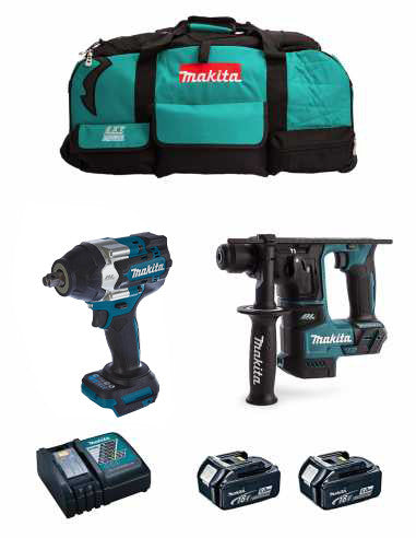 Kit Makita: clau d’impacte DTW700 + martell lleuger DHR171 + 2 bateries de 5 Ah + carregador + bossa LXT600 DLX2771BL2