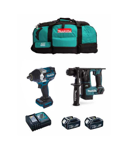 Kit Makita: clau d’impacte DTW700 + martell lleuger DHR171 + 2 bateries de 5 Ah + carregador + bossa LXT600 DLX2771BL2