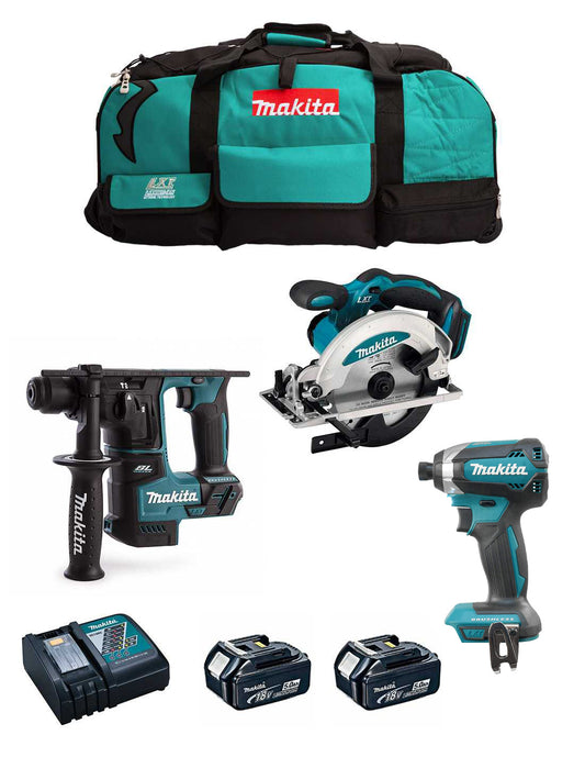 Kit Makita: martell DHR171 + cargolador d’impacte DTD152 + serra circular DSS610 + 2 bateries + carregador + bossa DLX3171BL2