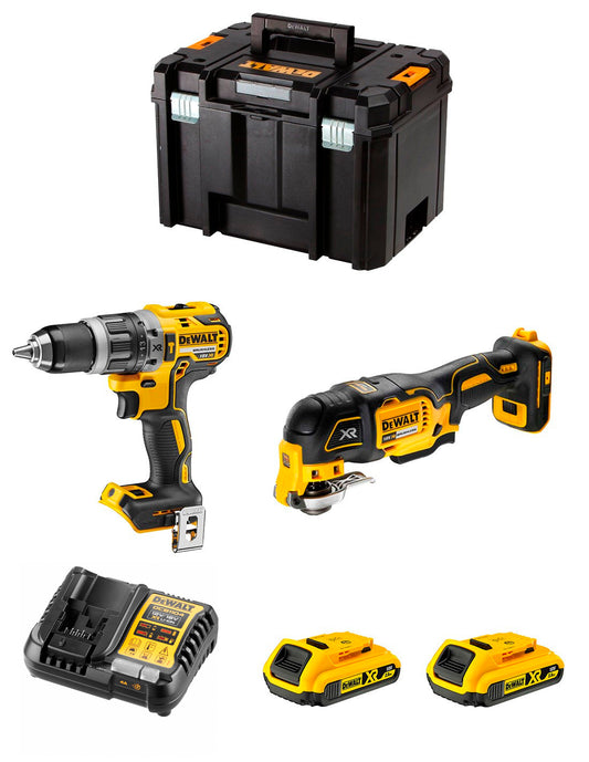 Kit Dewalt trepant percutor DCD796 + multieina DCS356 + 2 bateries de 2 Ah DCB183 + carregador + TSTAK VI DCK255D2