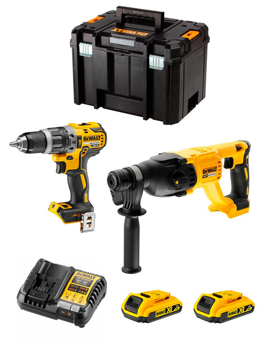Kit Dewalt trepant percutor DCD796 + martell perforador DeWALT DCH133 + 2 bateries de 2 Ah + carregador + TSTAK VI DCK233D2