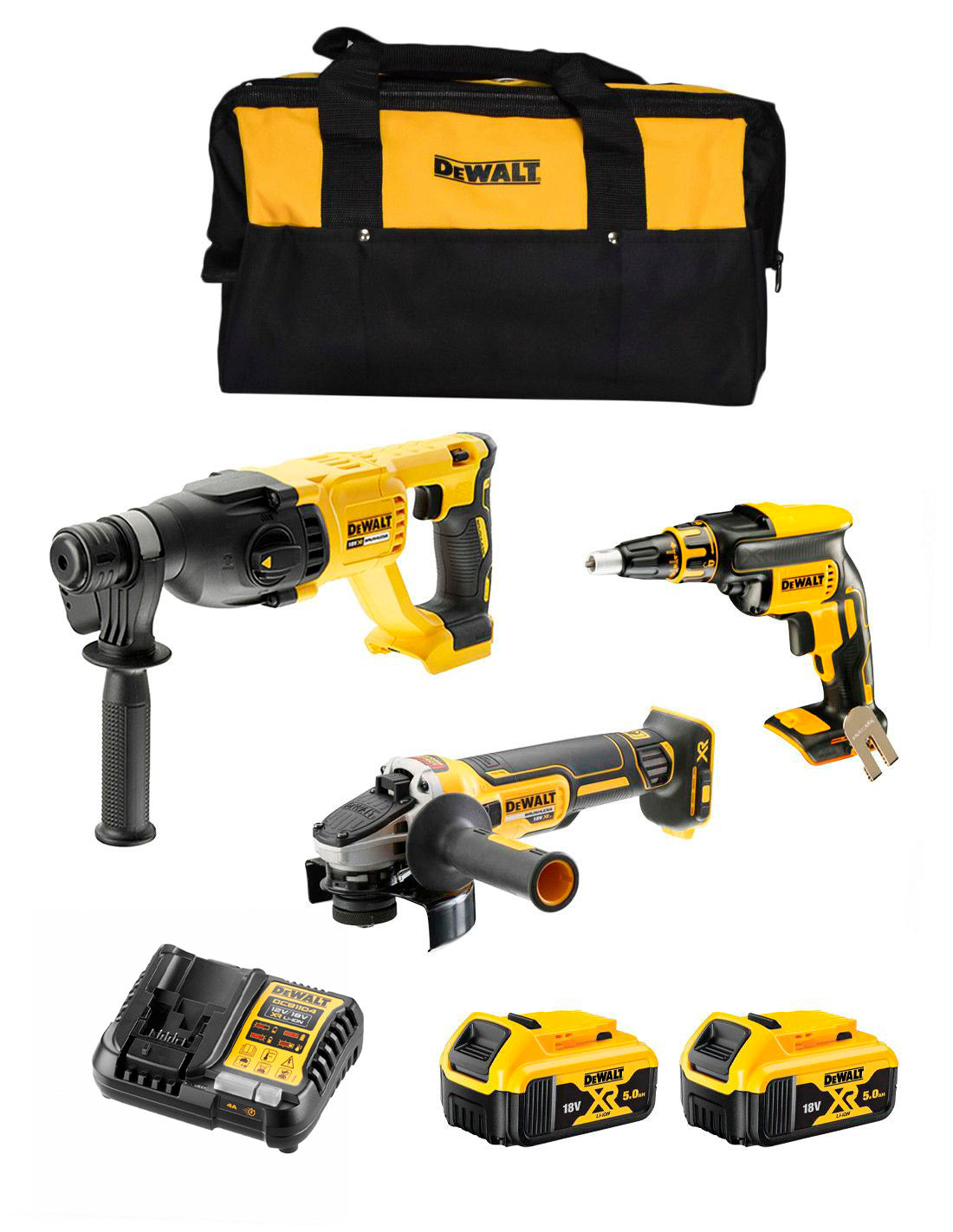 Kit per a plaques de guix amb 3 eines + 2 bateries de 5Ah + carregador + bossa Dewalt DCK304P2 XR