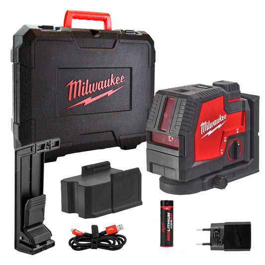 Nivell làser verd de 2 línies i plomada REDLITHIUM USB Milwaukee L4CLLP-301C