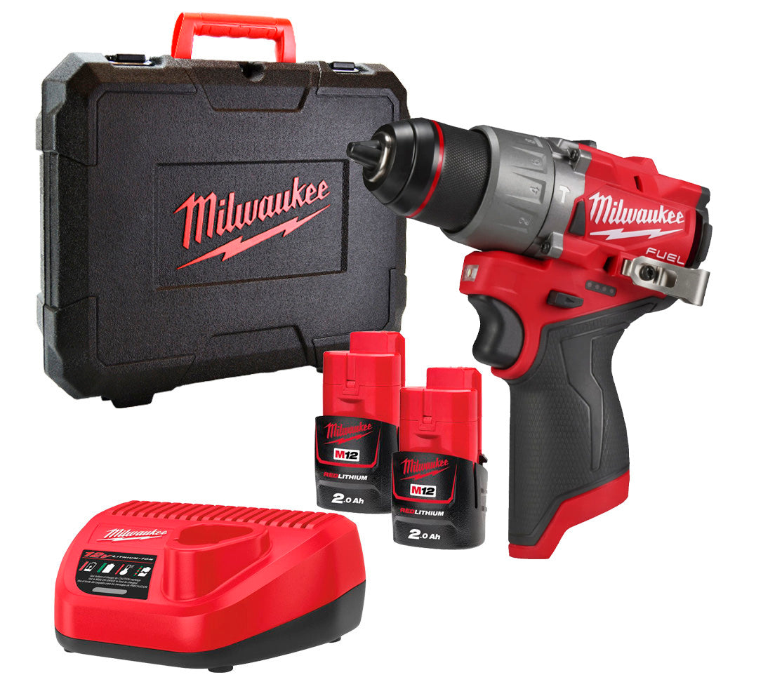 Trepant percutor M12 Fuel + 2 bateries de 2Ah + carregador + maletí Milwaukee M12 FPD2-202X