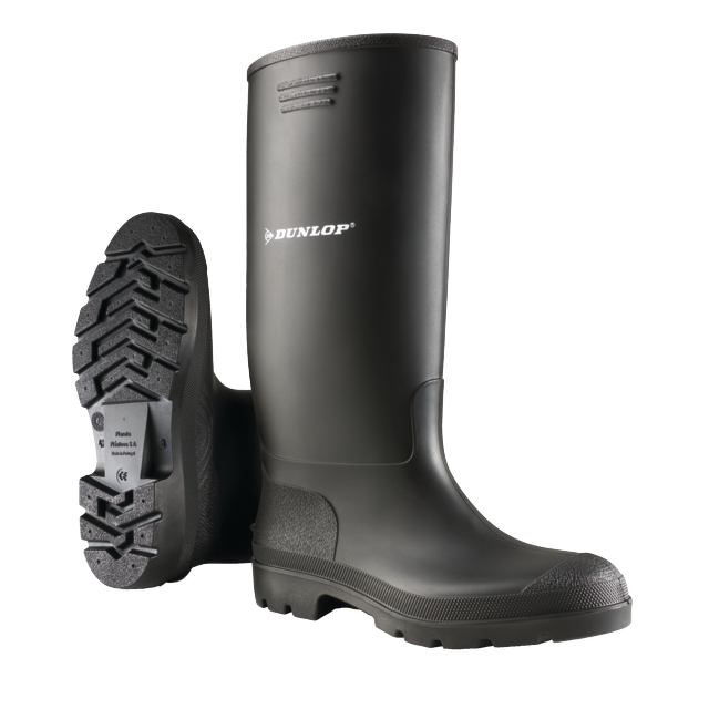 Bota d'aigua de PVC de canya alta negra Dunlop 380PP