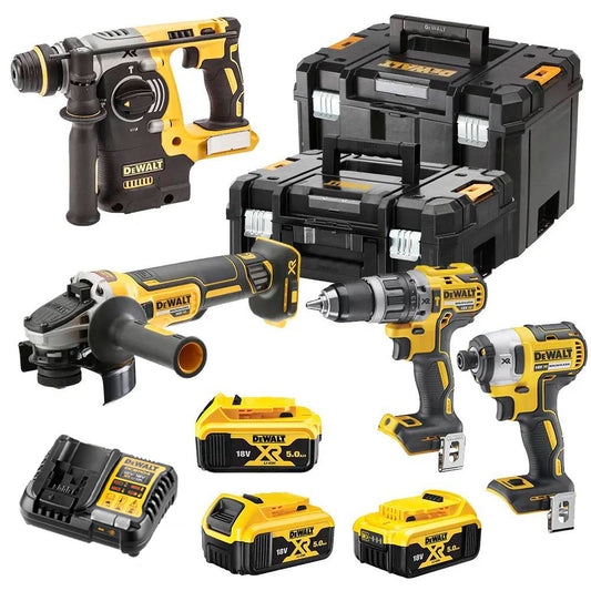 Power Kit Dewalt, martell + trepant + esmoladora + tornavís d’impacte amb bateria DCK422P3T