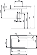 Lavabo Sobre Encimera Cuadrado 40 x 36 cm Ideal Standard Connect E713701 IDEAL STANDARD - 2