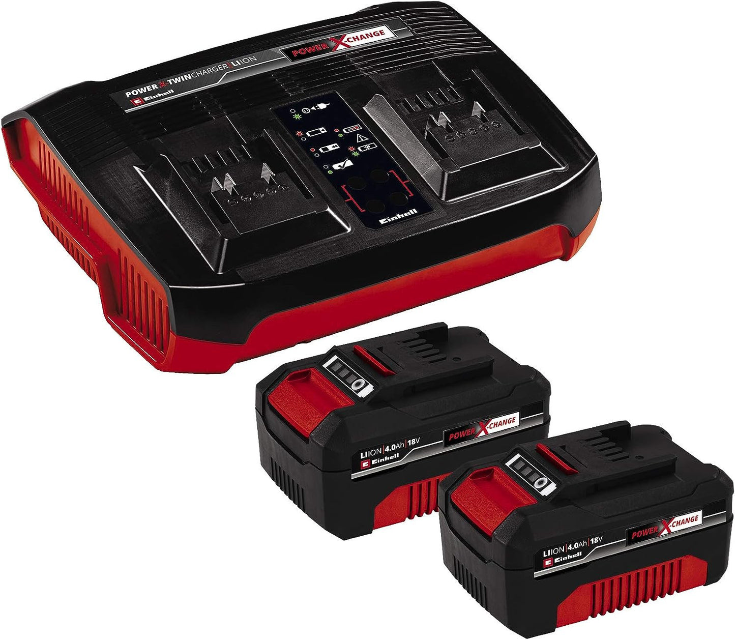 Kit de carregador doble + 2 bateries de 4,0 Ah Einhell 4512112