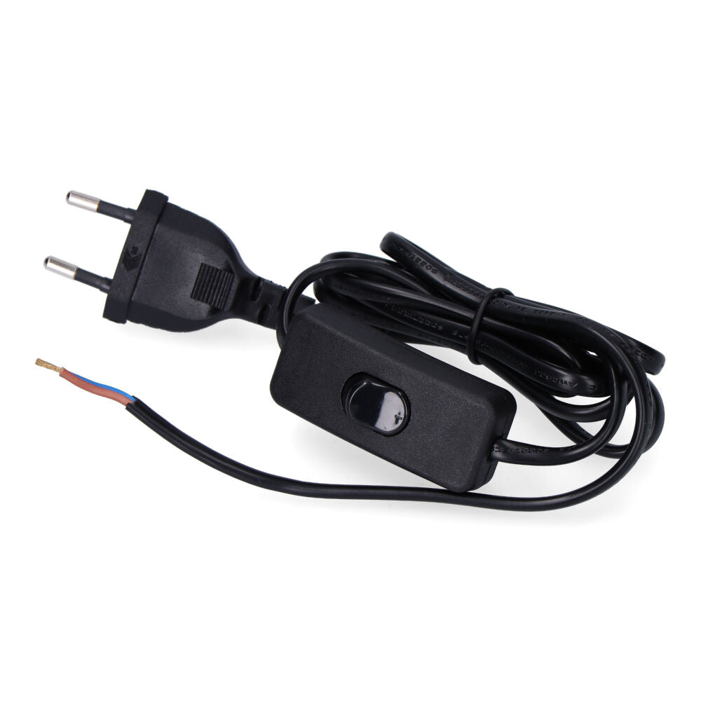 Connexió amb interruptor 3 A, 1,5 m, 2 × 0,75 mm², cable pla negre EDM