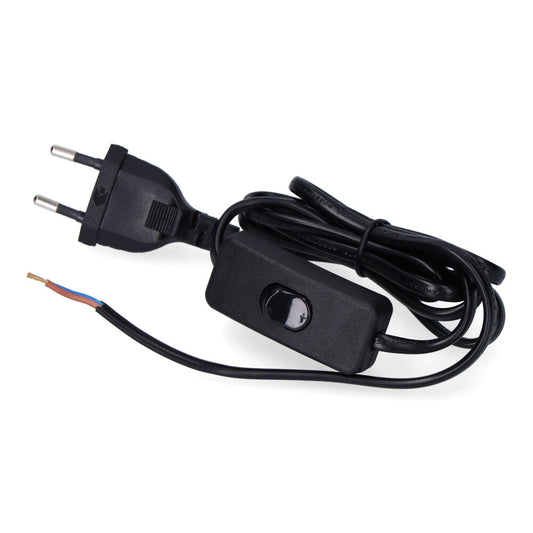 Connexió amb interruptor 3 A, 1,5 m, 2 × 0,75 mm², cable pla negre EDM
