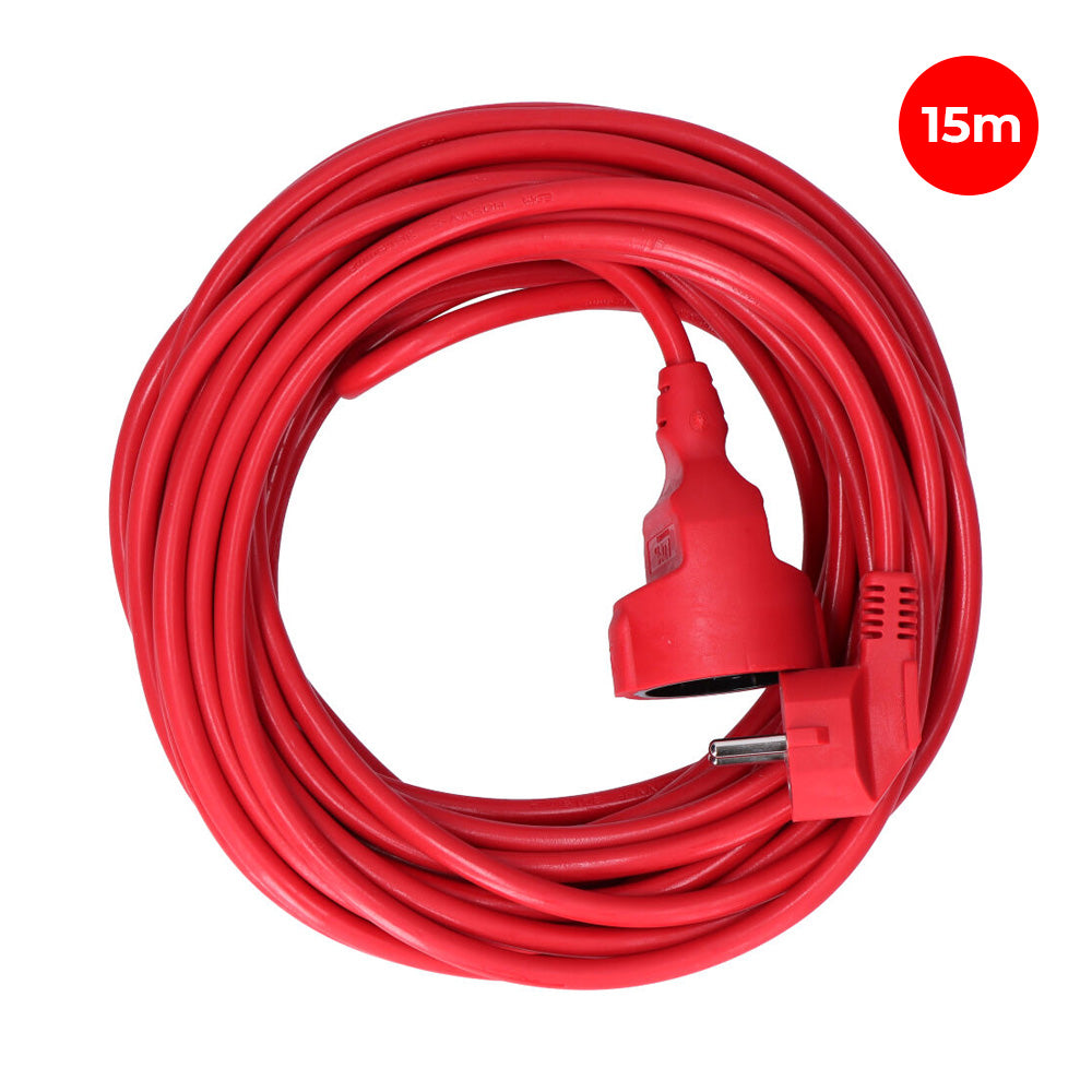 Prolongador amb 1 presa 2P+T 16A 250V~ i 15 m de cable H05VV-F 3G1,5 mm² vermell EDM