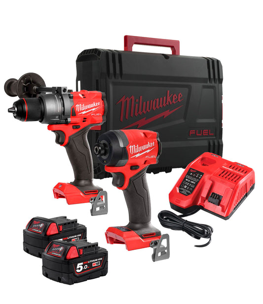 Powerpack M18 amb trepant + tornavís + 2 bateries + carregador Milwaukee amb maletí M18 FPP2A2-502X