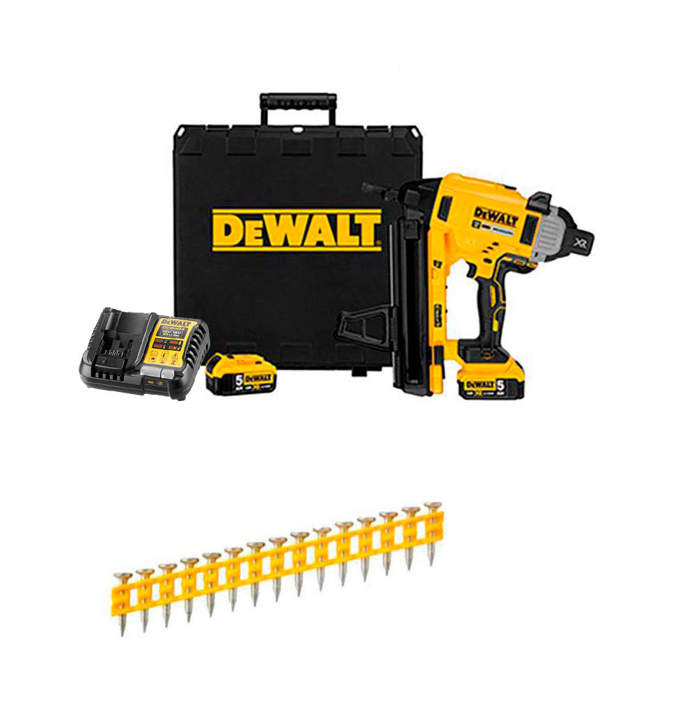 Combo de clavadora de formigó i acer amb bateria de 18V DCN890P2 + 5.025 claus de 20mm Dewalt