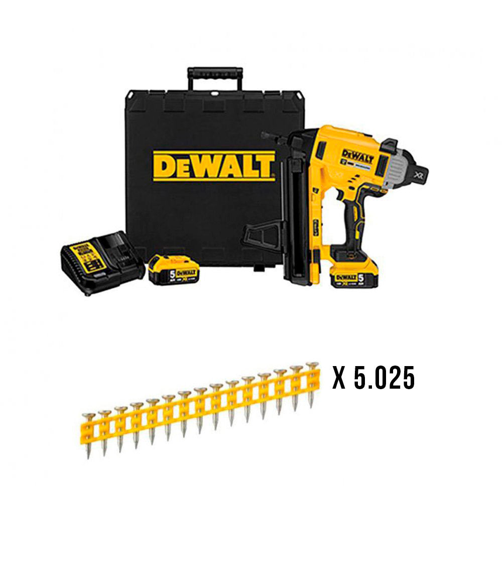 Combo de clavadora de formigó i acer amb bateria de 18V DCN890P2 + 5.025 claus de 20mm Dewalt