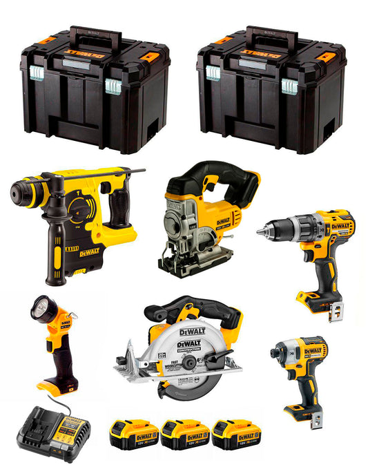 Kit Dewalt amb 6 eines + 3 bateries de 5 Ah + carregador + 2 TSTAK VI DCK653P3