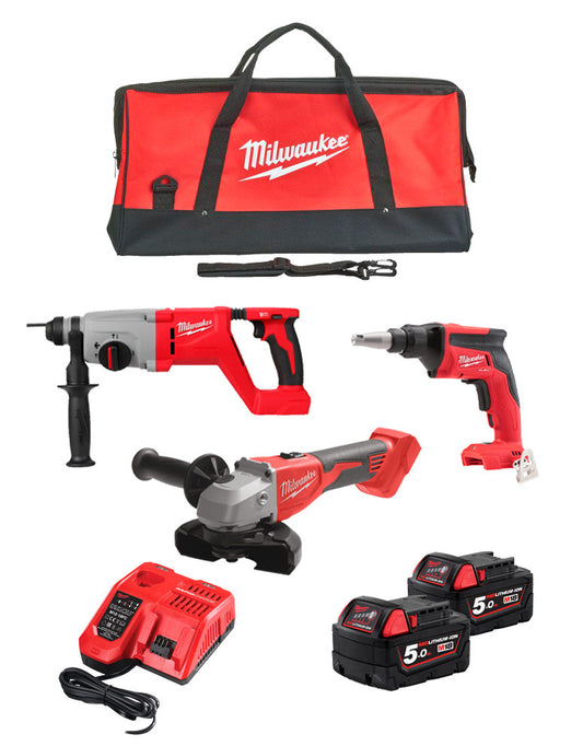Kit per a plaques de guix amb 3 eines + 2 bateries de 5Ah + carregador + bossa Milwaukee