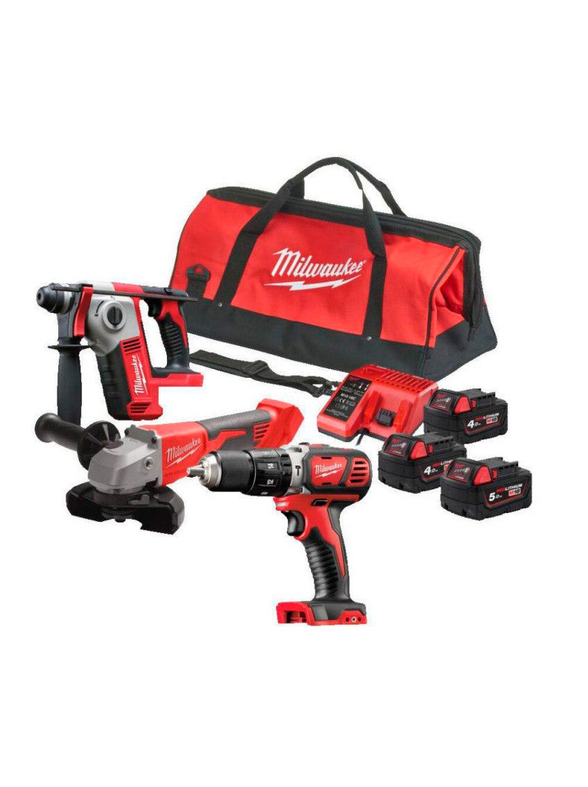 Kit de fontaneria amb 3 eines + 2 bateries de 4Ah + bateria de 5Ah + carregador M12-128 C + bossa Milwaukee M18 BPP3D-543B