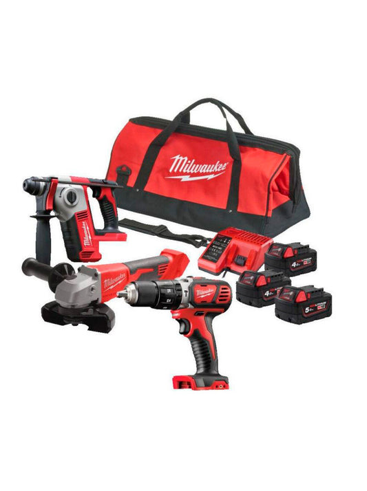 Kit de fontaneria amb 3 eines + 2 bateries de 4Ah + bateria de 5Ah + carregador M12-128 C + bossa Milwaukee M18 BPP3D-543B