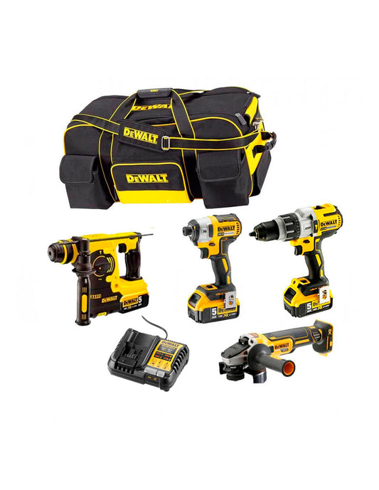 Kit de potència Dewalt: martell + trepant + esmoladora + cargolador d’impacte DCK434P3
