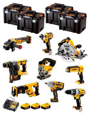 Kit Dewalt amb 9 eines + 3 bateries de 5 Ah + carregador DCB1104 + 4 Tstak VI DCK970P3