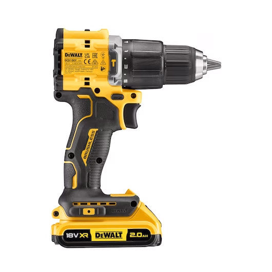Trepant percutor XR 18 V d’edició limitada del centenari amb 2 bateries de 2 Ah + maletí Dewalt DCD100YD2T