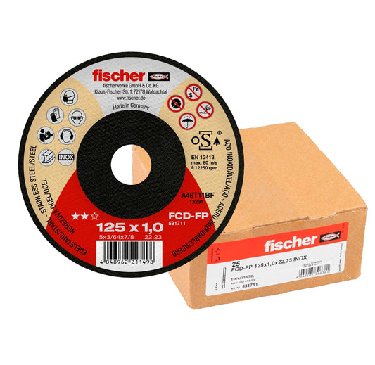 Caixa de 25 unitats de disc de tall FCD-FP 125x1x22,23 Plus Fischer