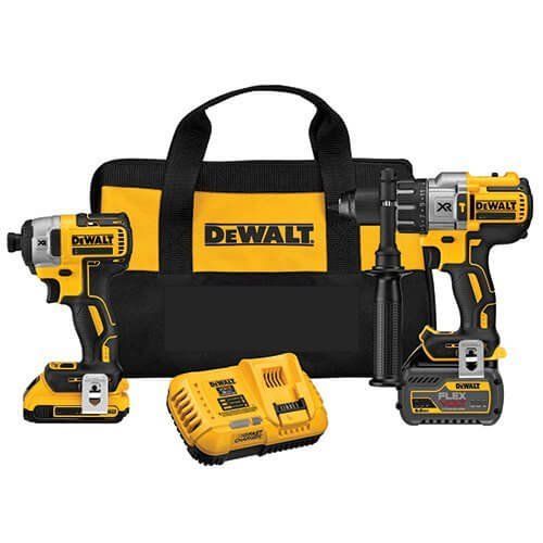 Set Dewalt DCK299D1T1 18V XR - Cargolador d’impacte + trepant percutor + bossa + 2 bateries LI-ION (2,0Ah+ 6,0Ah)