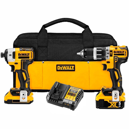 Set Dewalt DCK287D1P1 18V XR - Cargolador d’impacte + trepant percutor + bossa + 2 bateries LI-ION (1X2,0Ah+1X5,0Ah)